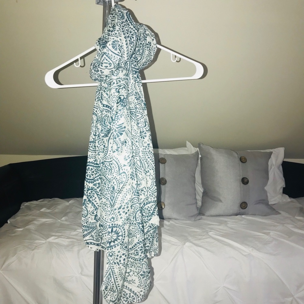 Summer Scarf Blue and White Pattern